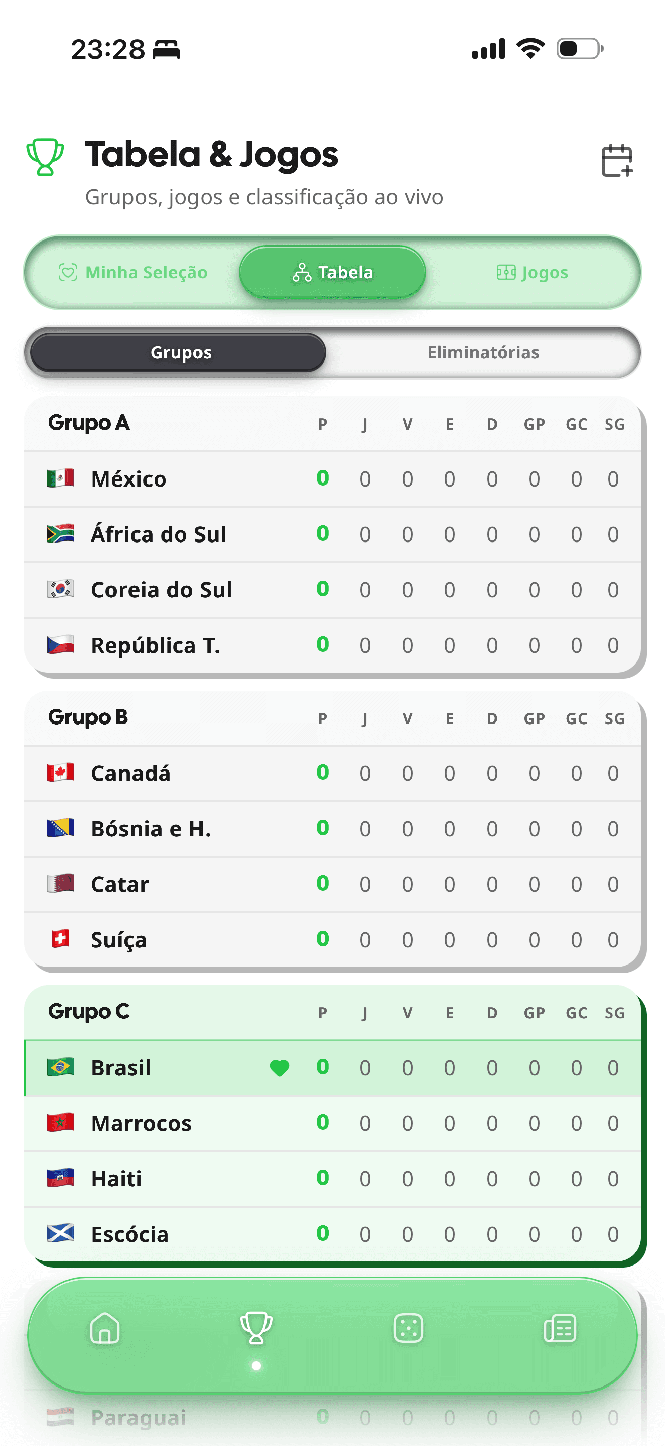 Torneio na palma da mão